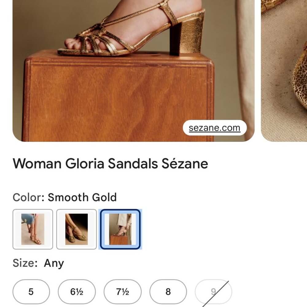 Sezane Gloria Heeled Sandals in smooth gold Size 9/40 EU